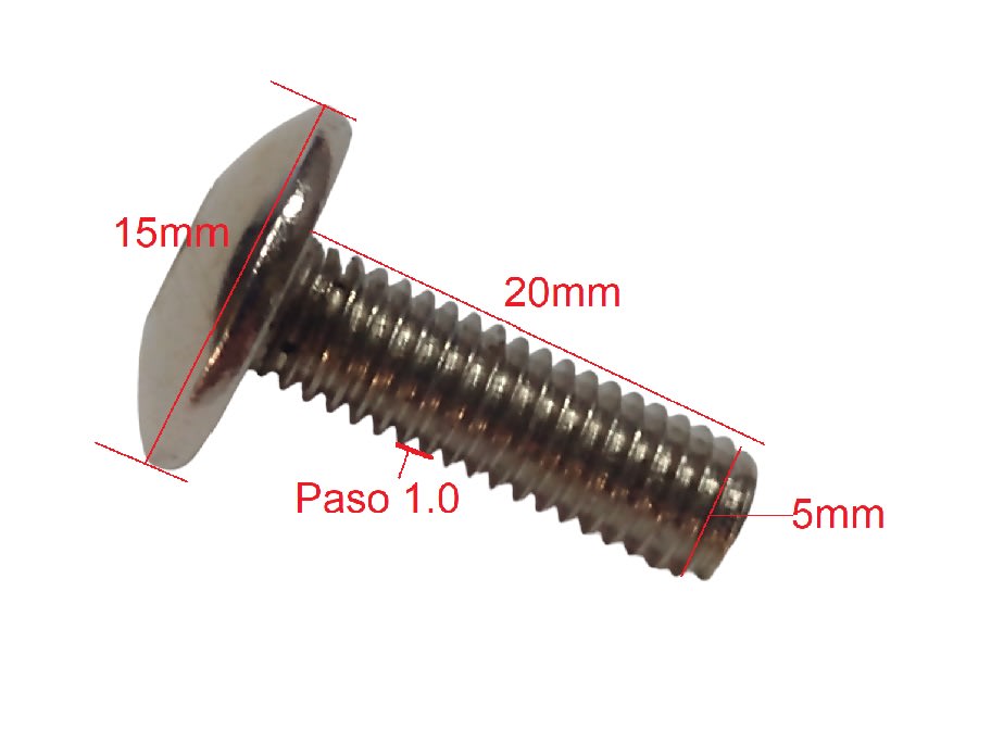 Perno Parker M5x20mm Paso 1.0 Cromado Cabeza Sombrero Redonda Plana6