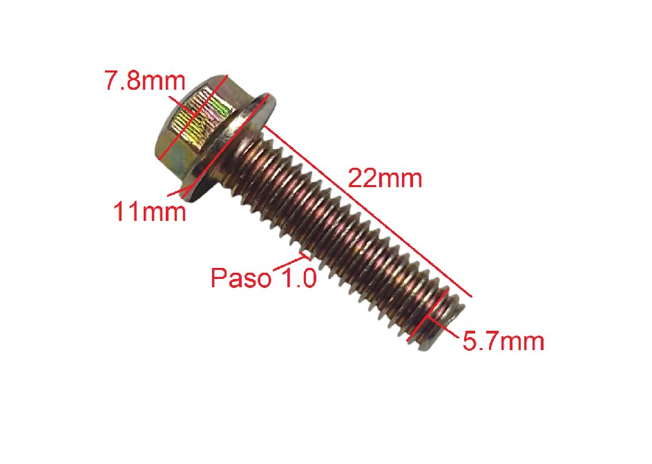 Perno Brida Hexagonal M5.7x22mm Paso 1.0 Amarillo3
