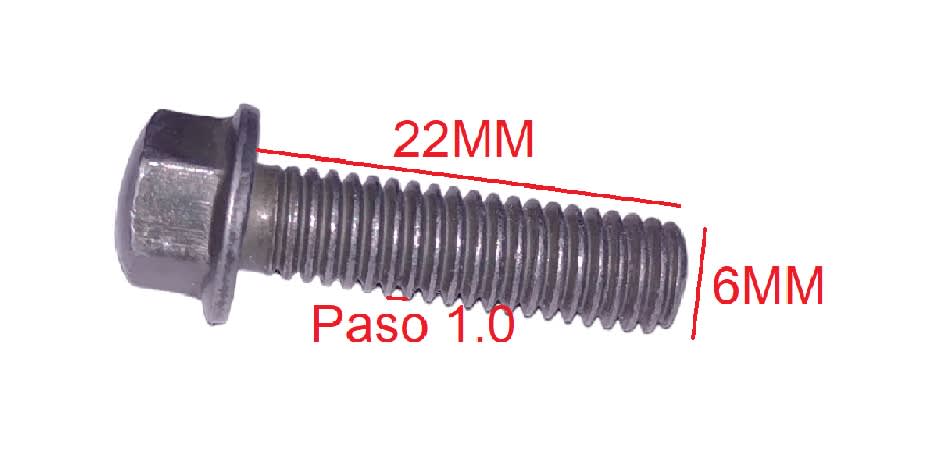 PERNO BRIDA HEXAGONAL M6 6X22MM PASO 1.0 CROMADO6