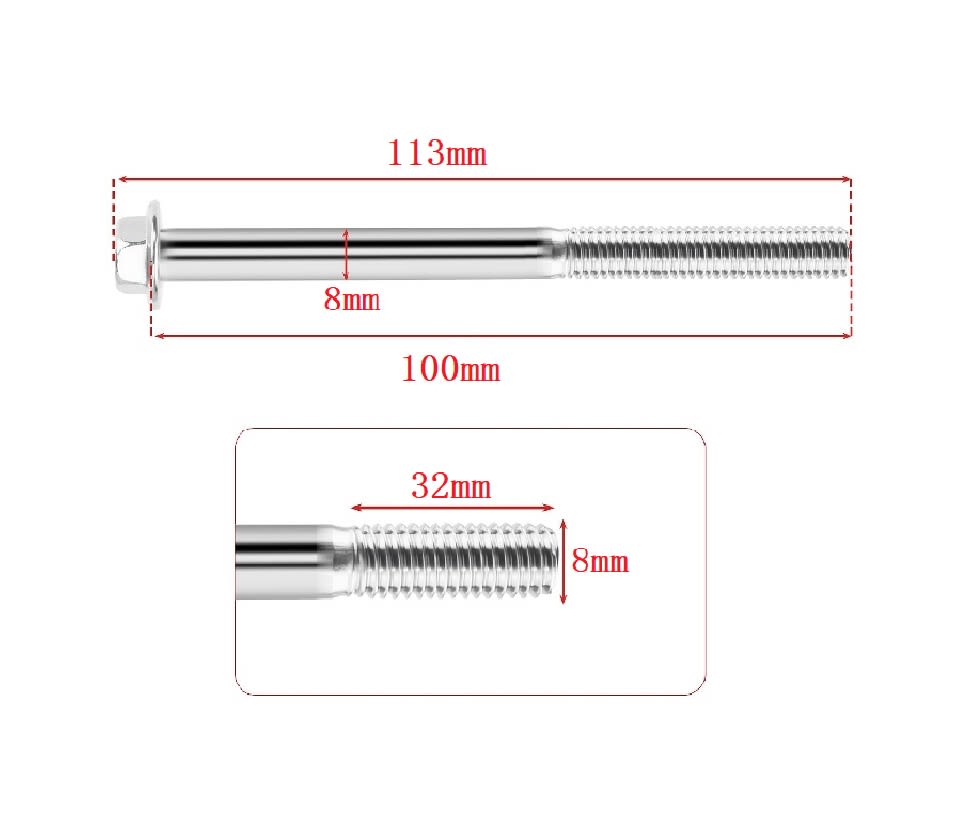 Perno Brida Hexagonal M8×100mm Paso 1.253