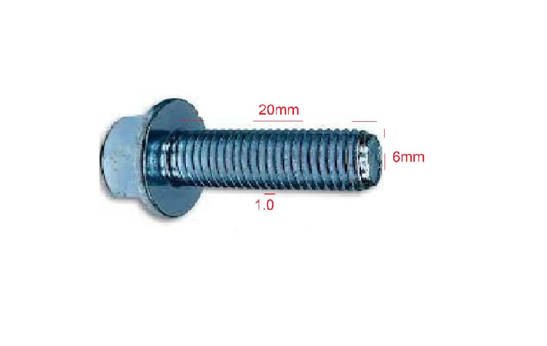 PERNO BRIDA HEXAGONAL ZINCADO 6MM 6 X 20 PASO 1.04