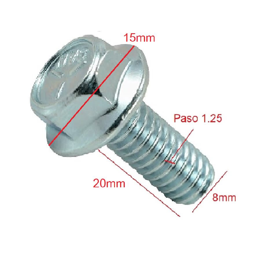 Perno Brida Hexagonal Zincado M8×20 Paso 1.25 x 20 Unid.7