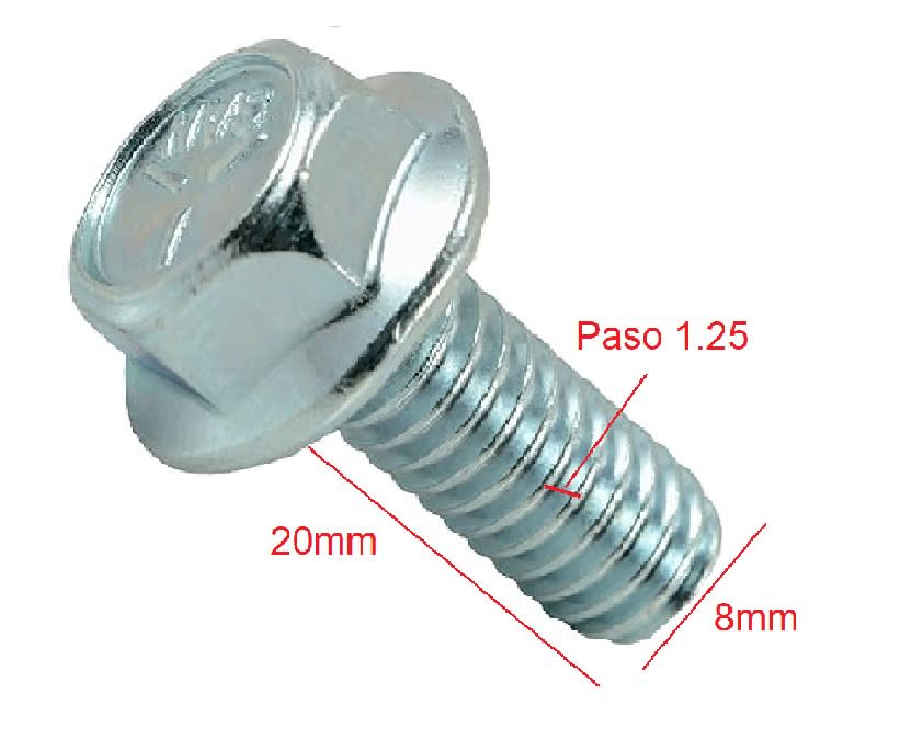 Perno Brida Hexagonal Zincado M8×20 Paso 1.25 x 5 Unid.8