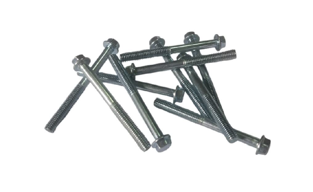 10 Pernos Brida Zincado Hexagonal M6x60mm Paso 1.02