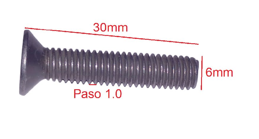 PERNO CABEZA AVELLANADA PLANA M6 6X30MM PASO 1.07