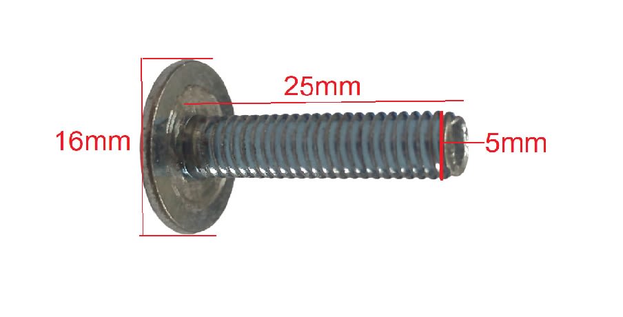 Perno Cabeza Sombrero Cruzado Redonda Plana M5 5x25 Paso 1.04
