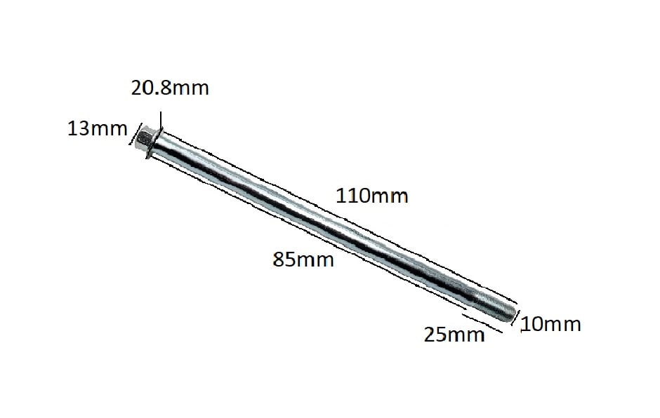 Perno Eje Rueda 10x120mm P1.25 c/Tuerca2
