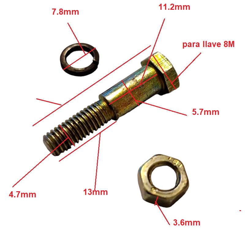 Perno, Golilla, Tuerca Manillar moto 5.7mm6
