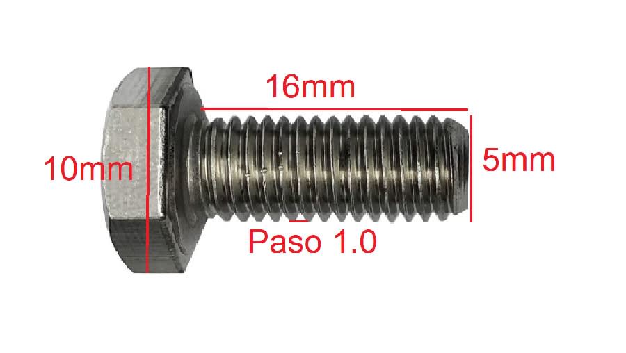PERNO HEXAGONAL M5 5X16MM PASO 1.03