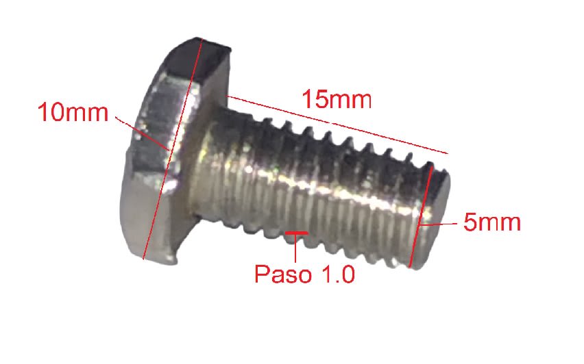 Perno Hexagonal M5 5x15mm Inox. Paso 1.02