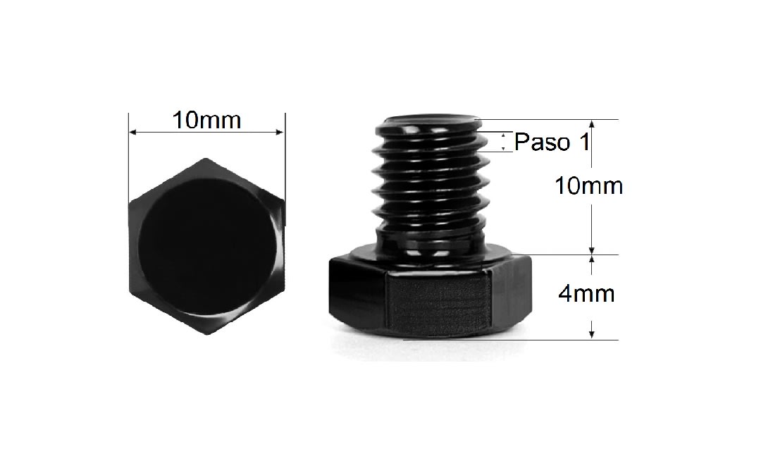 Perno Hexagonal  M6X10MM PASO 1.0 Negro x 2 Unid.3