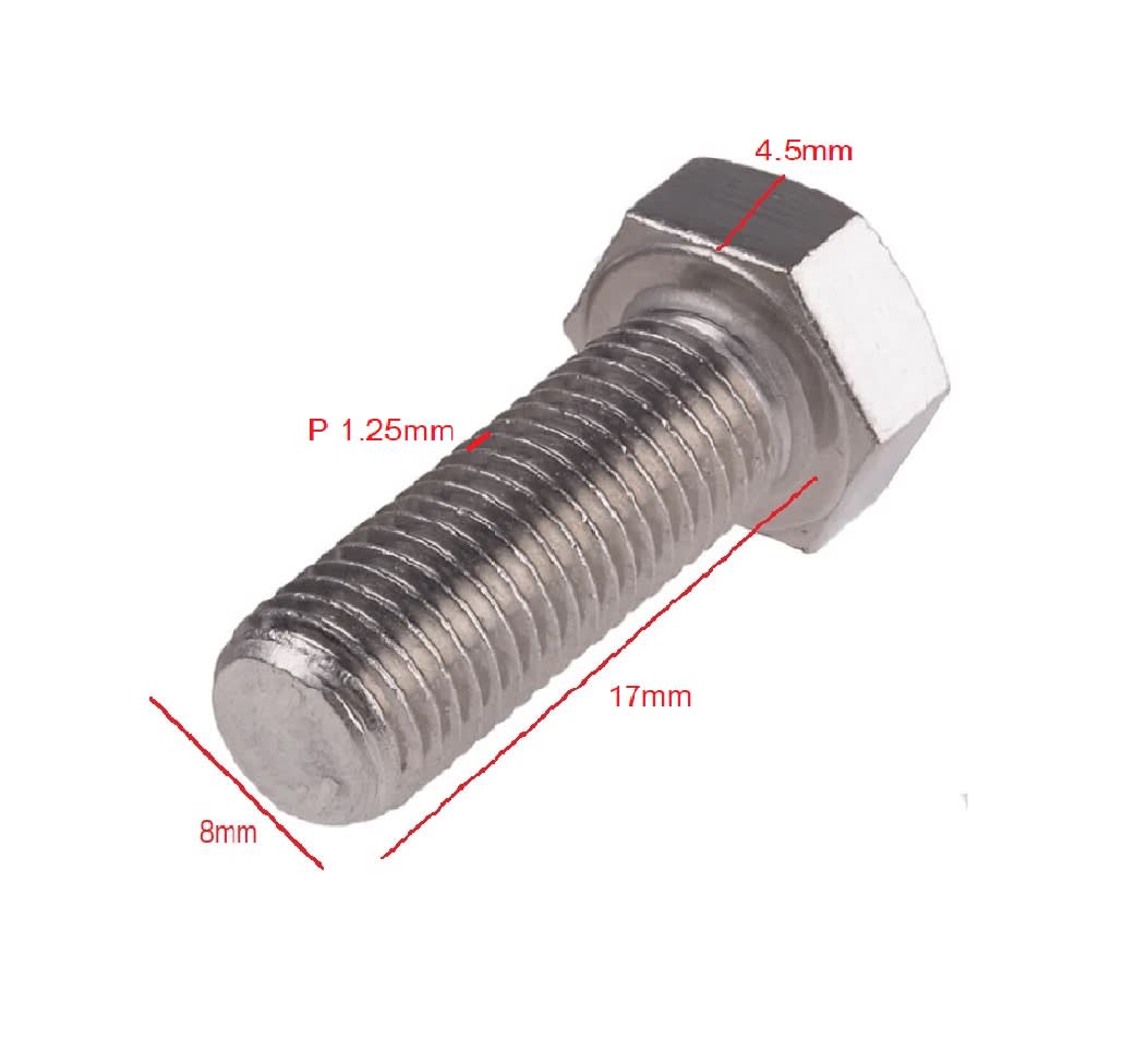 PERNO HEXAGONAL M8 8X17MM PASO 1.25 x 2 Unid.2