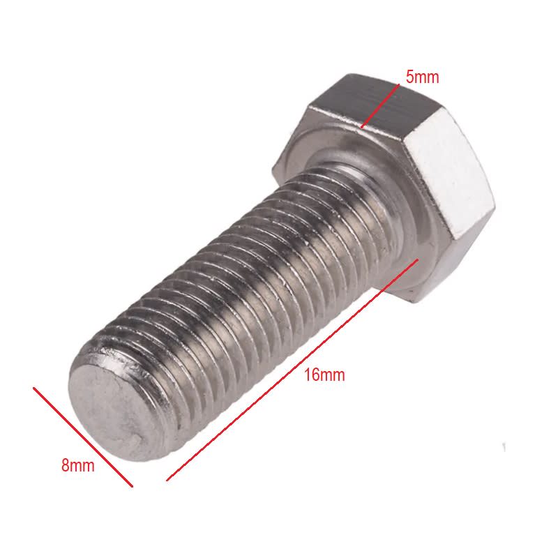 Perno Hexagonal M8 x 16mm Acero Inox.6