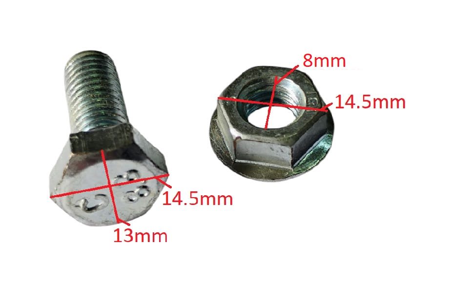 Perno C/Tuerca Soporte Carcasa Trasera Moto Scooter 8x21mm Paso 1.25 Par7