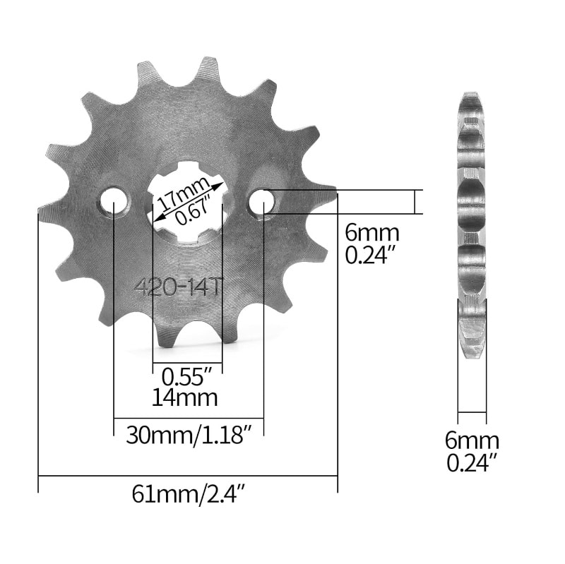 Piñón 420-14T P30 Eje 14-17 Esp-6mm Ataque2