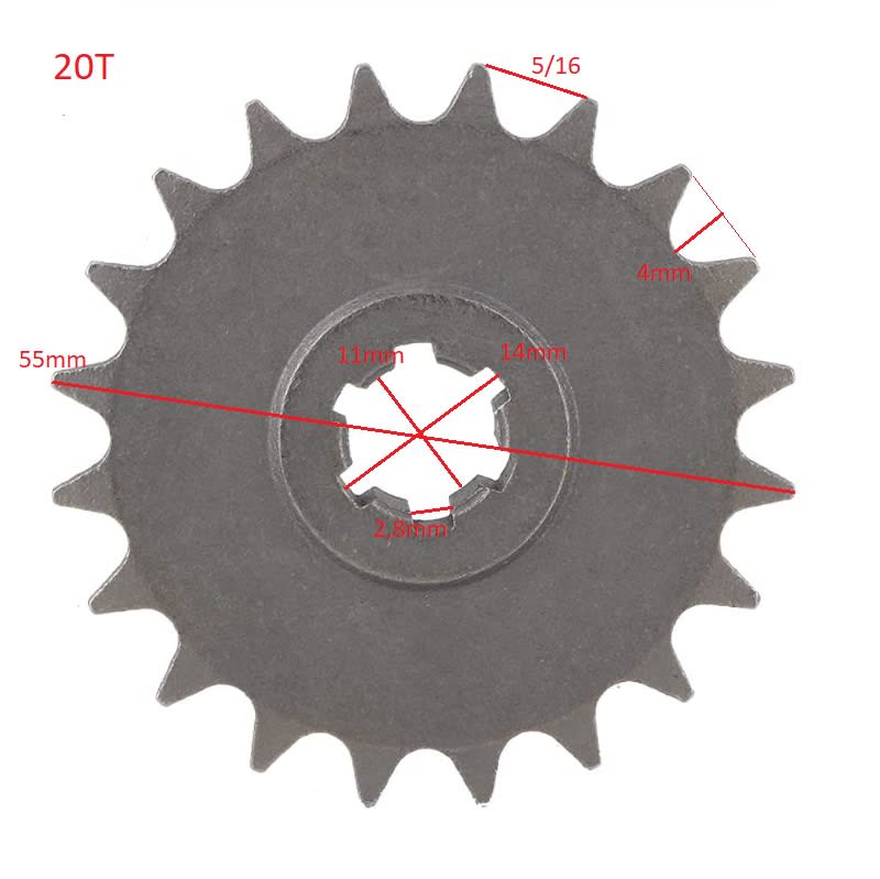 Piñon 219H-20T eje 14mm Motor 49cc1