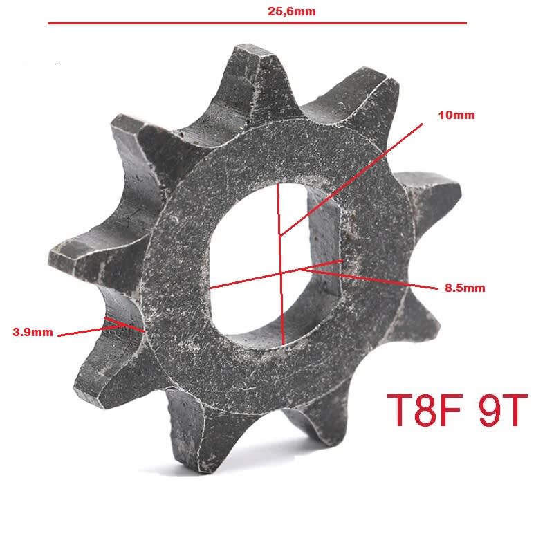 Piñon T8F-09T eje 10 moto atv E-3.9mm4