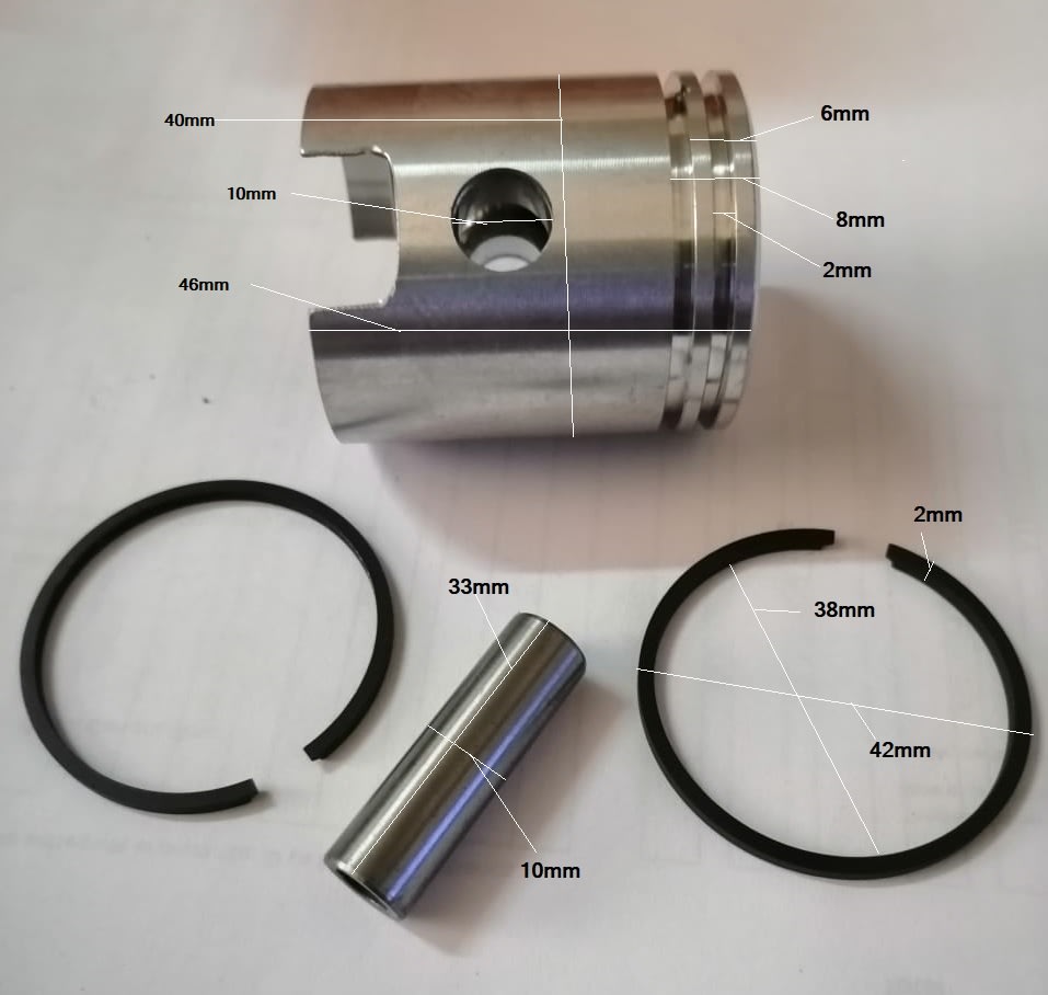 Kit Piston 40mm Anillos Buje Motor Bici2
