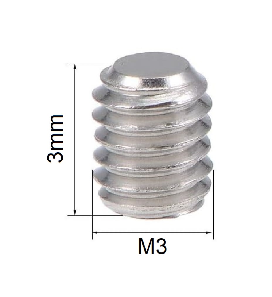 Prisionero Allen Punta Copa Cabeza Hexagonal 3x3mm Inox.2