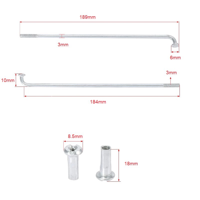Rayos Rueda 184×3x10mm 36u.4