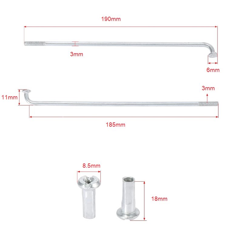 Rayos Rueda 185×3x11mm 36u.4