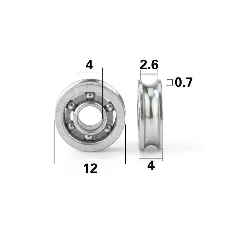 Rodamiento con Ranura en U 4x12x4mm2