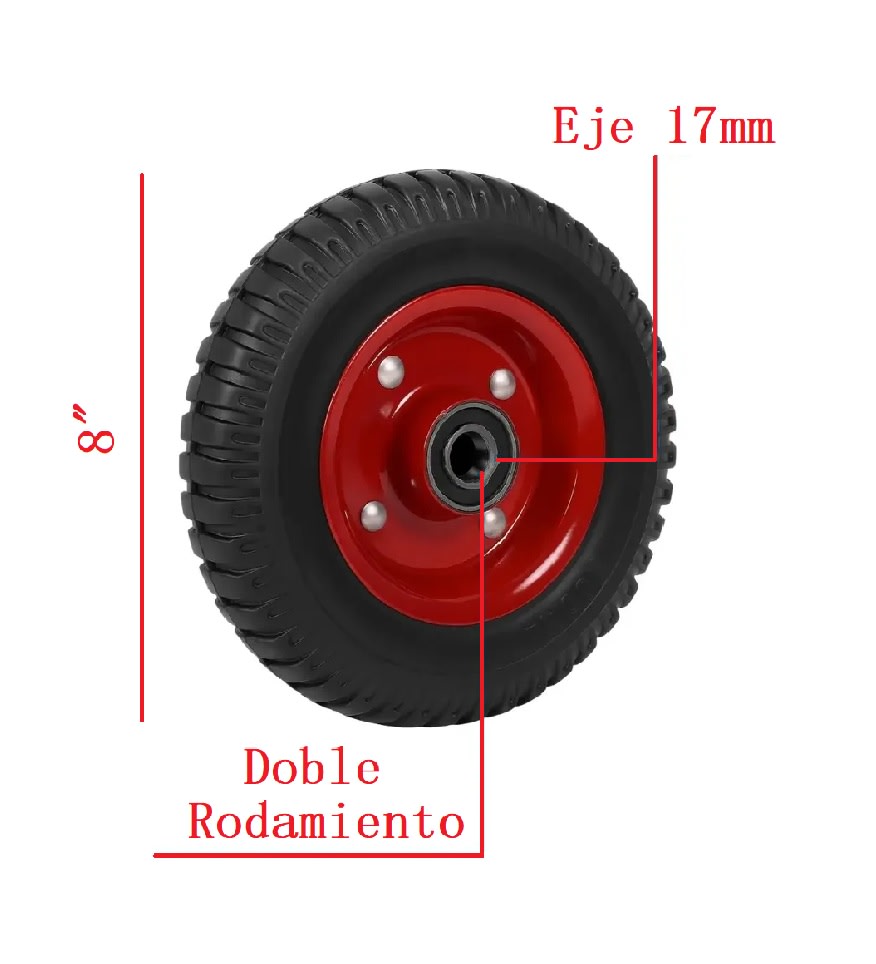 Rueda Maciza Carro / Yegua 8 Pulgadas Doble Rodamiento3