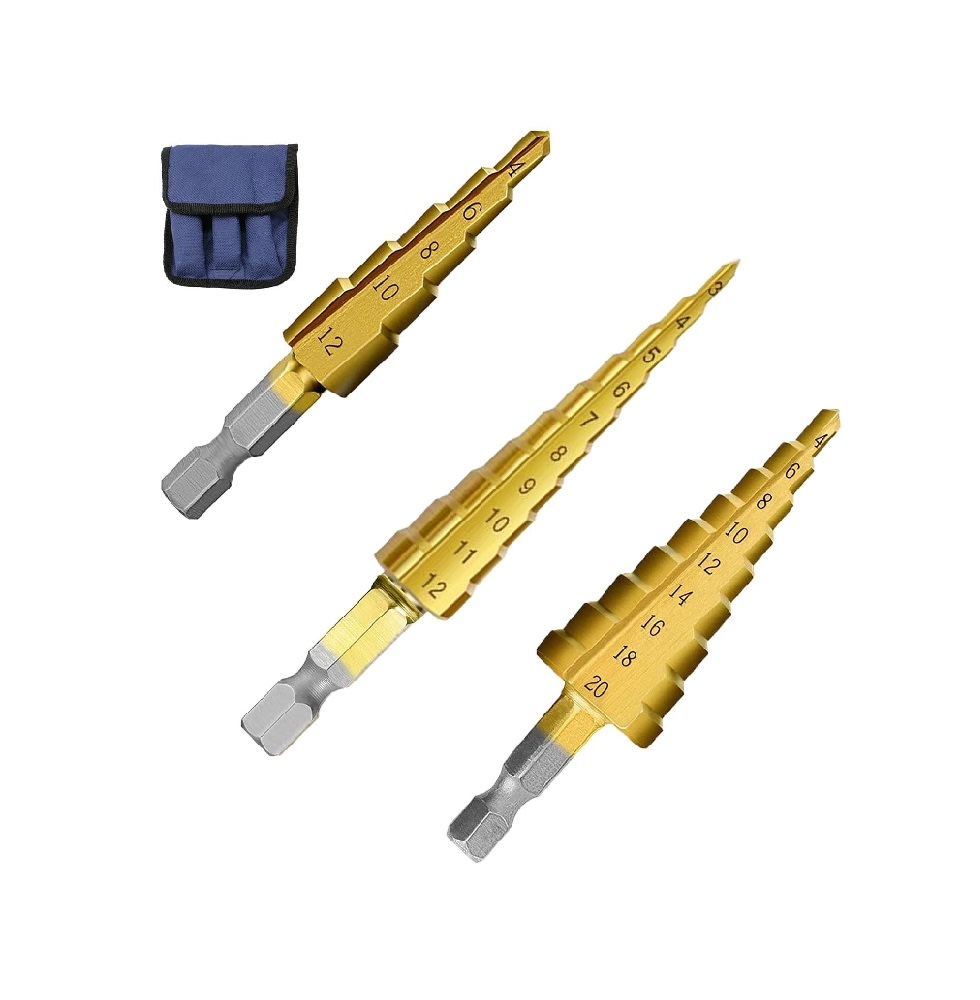 Set Brocas Escalonadas Titanio Paso HSS 0