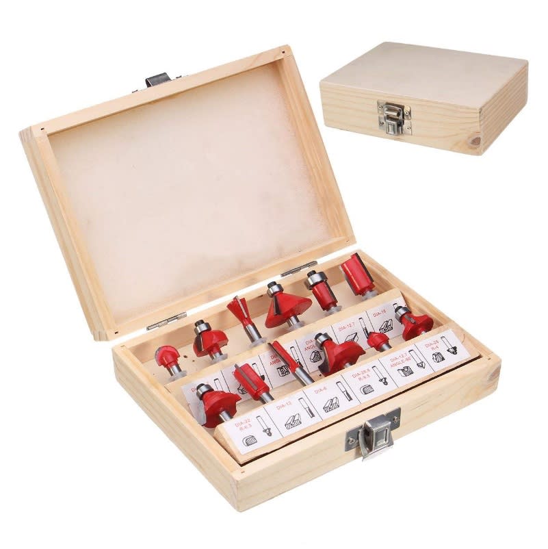 Set de 12 brocas de fresadora + caja de madera6