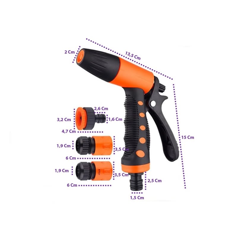 Set 2 Pistolas Riego Rociador de Agua + Conectores4