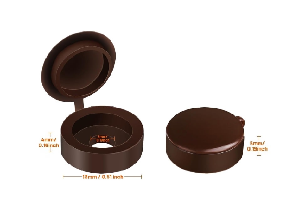 Tapa de Plástico para Tornillos Marrón Oscuro x 50 Unid.2