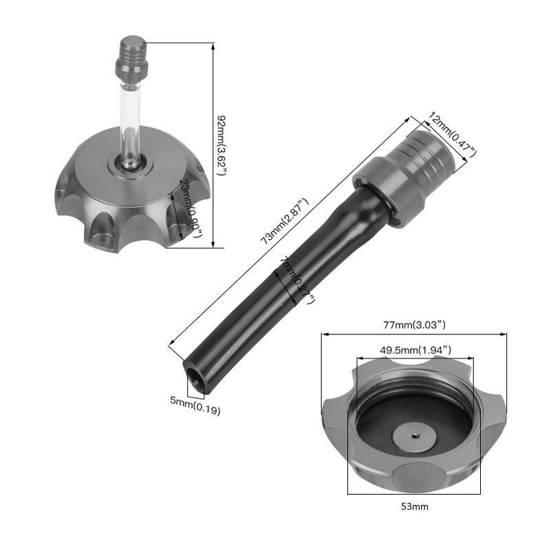 Tapa Estanque Bencina Aluminio c/v DI-49,5mm Dorado2