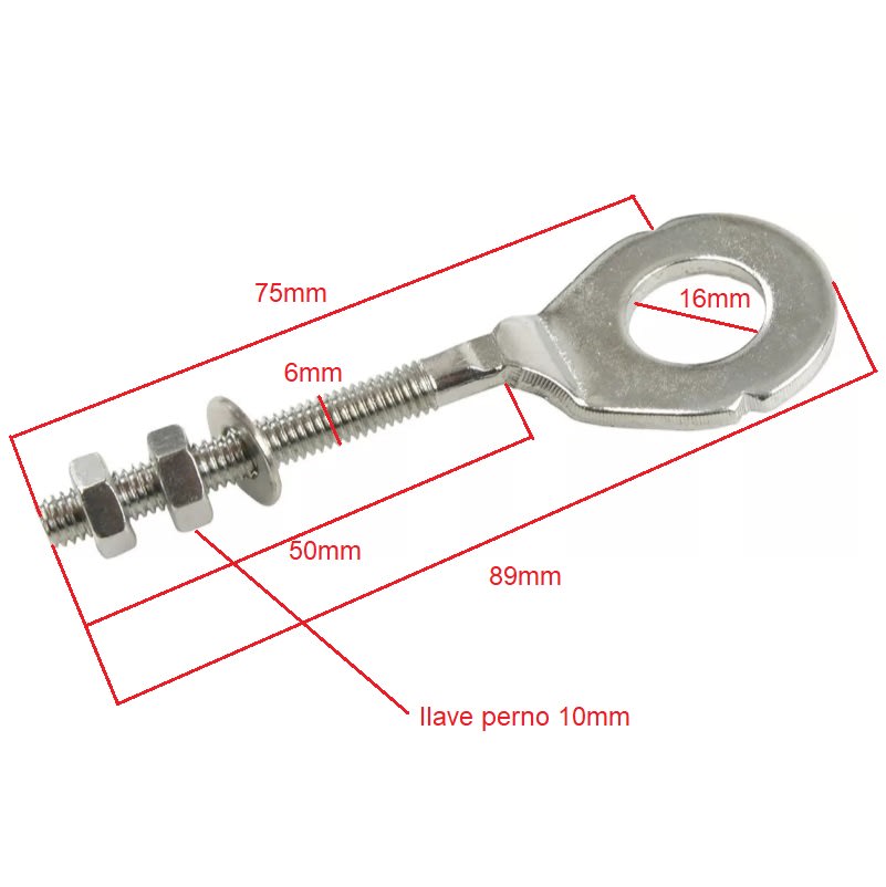 Tirante Tensor de Ajuste Eje Cadena 6x75mm DI-16mm Par4