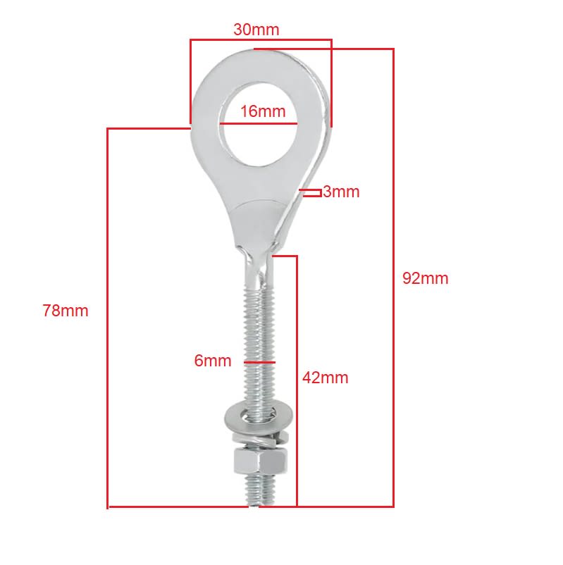 Tirante Tensor de Ajuste Eje Cadena 6x78mm DI-16mm Par2