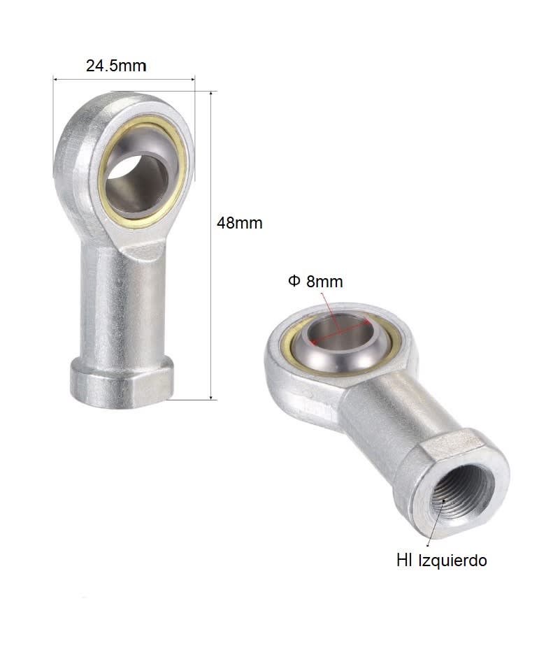 Terminal de Dirección 8mm HI Izquierdo Paso 1.251