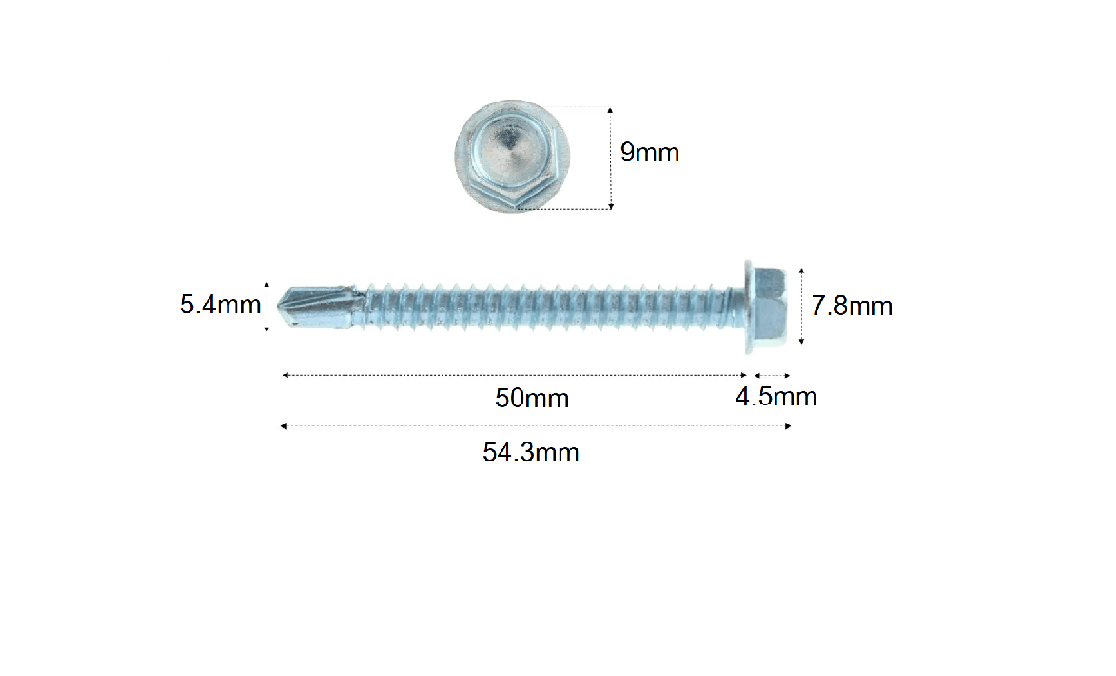 Tornillo Autoperforante Hexagonal #12-14 x 2'' C/Golilla x 5 Unid.9