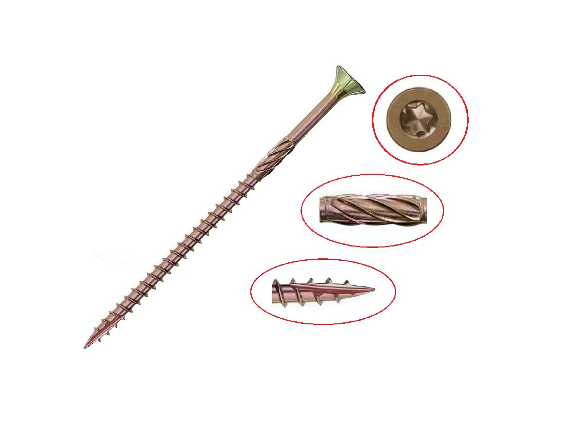 50 Tornillos Cabezal Avellanado para Madera M 6x160mm Zincado Amarillo3