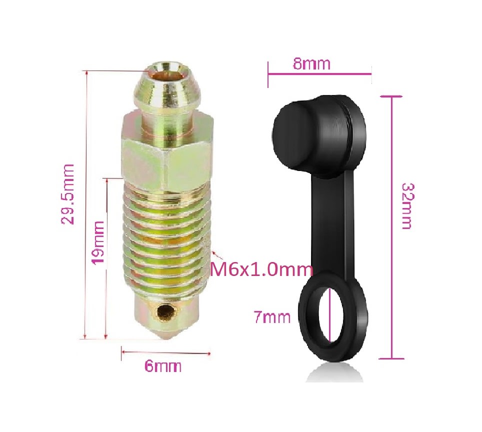 Tornillo de Purga con Tapón de Freno para Moto M6 x 1 - 29.5mm P1.05