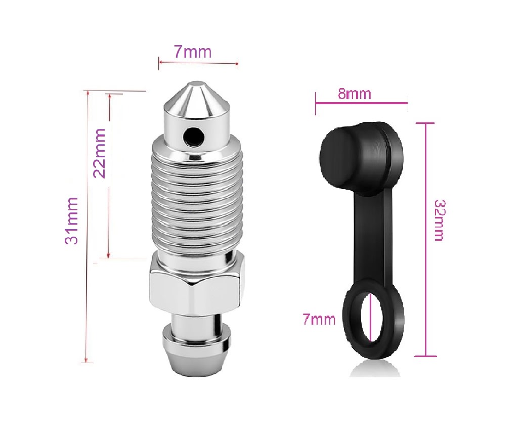 Tornillo de Purga con Tapón de Freno para Moto M7 x 1 - 31mm P1.05