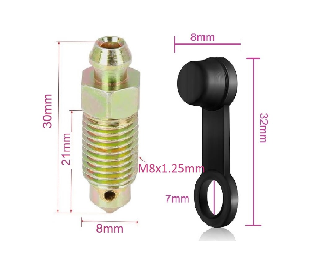 Tornillo de Purga con Tapón de Freno para Moto M8 x 1,25 - 30mm P1.255
