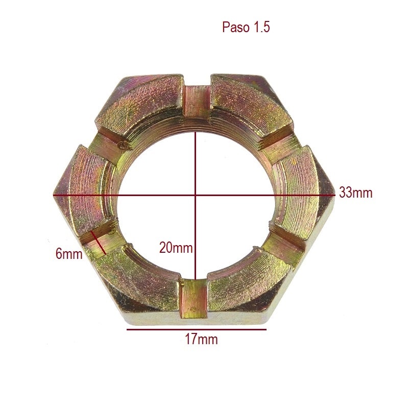 Tuerca Husillo Hexagonal Ranurada M204
