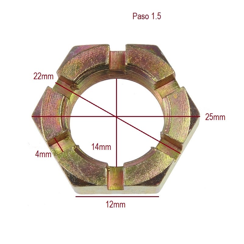Tuerca de Husillo Hexagonal Ranurada M143