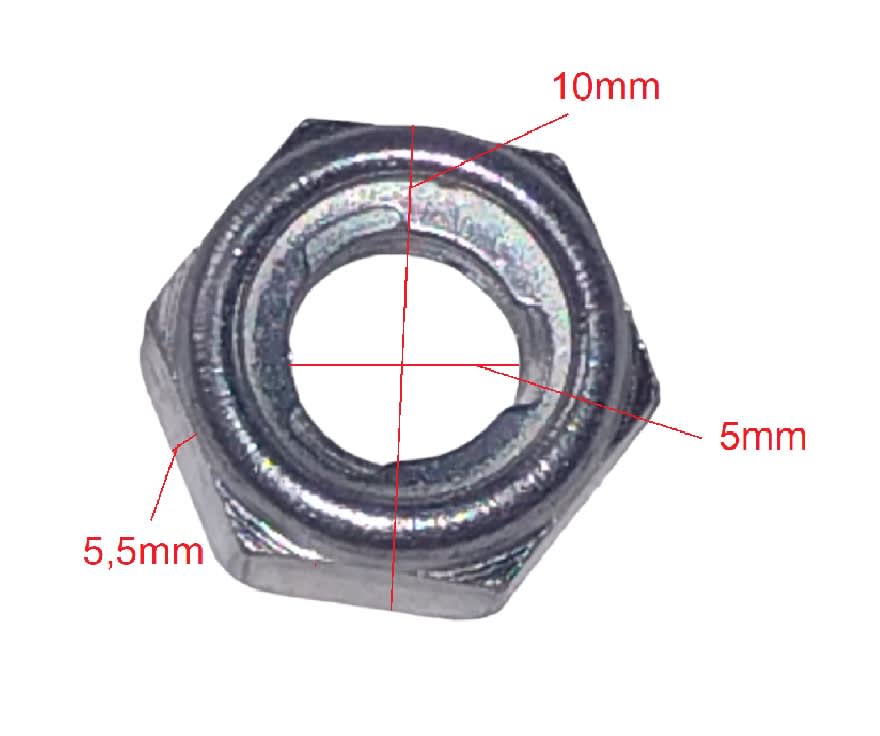 Tuerca Hexagonal de Seguridad M5 5x10mm Paso 1.07