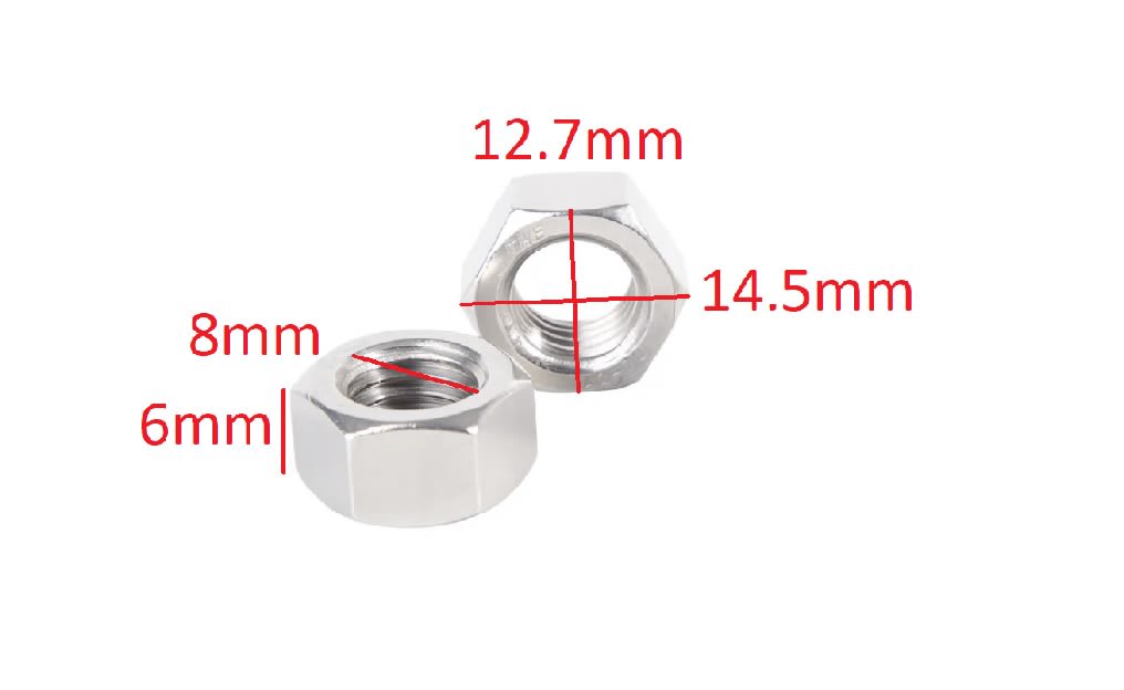 Tuerca Hexagonal M T-5 P-1.25 8mm Zincada x 5 Unid.1