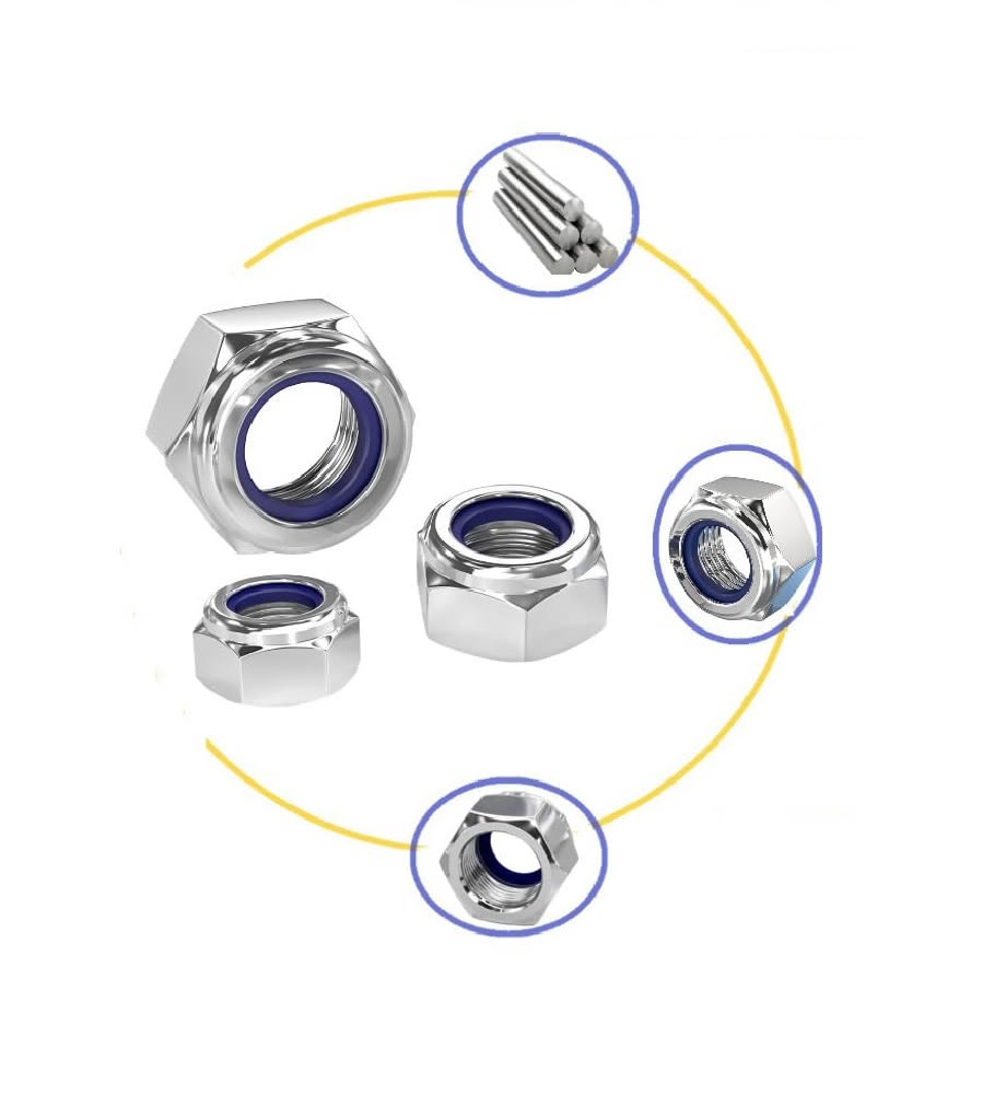 Tuerca Hexagonal M10 Con Seguro Nylon Paso 1.55