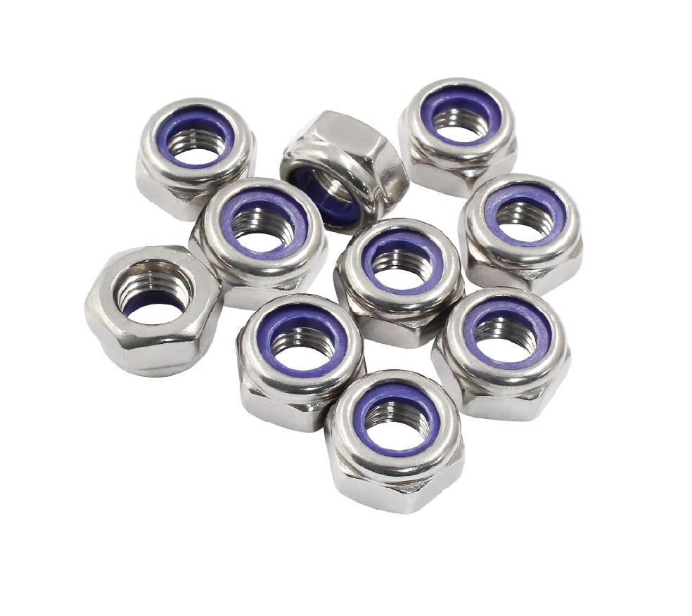 Tuerca Hexagonal M10 Con Seguro Nylon Paso 1.5 x 10 Unid 0