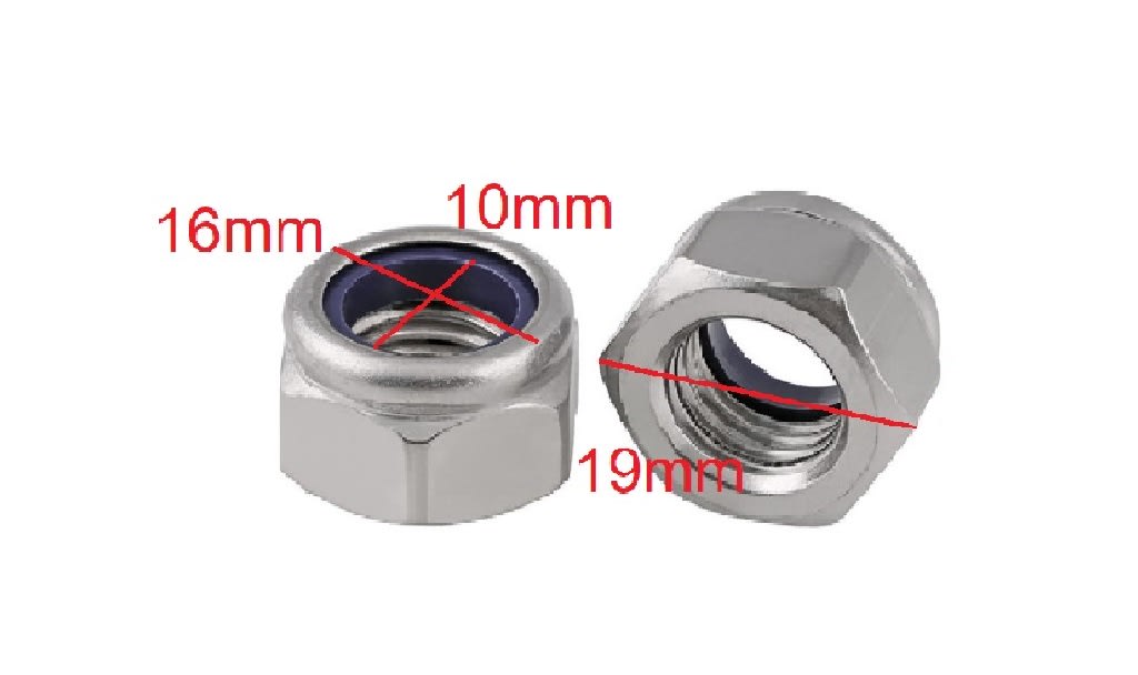 Tuerca Hexagonal M10 Con Seguro Nylon Paso 1.5 x 10 Unid11