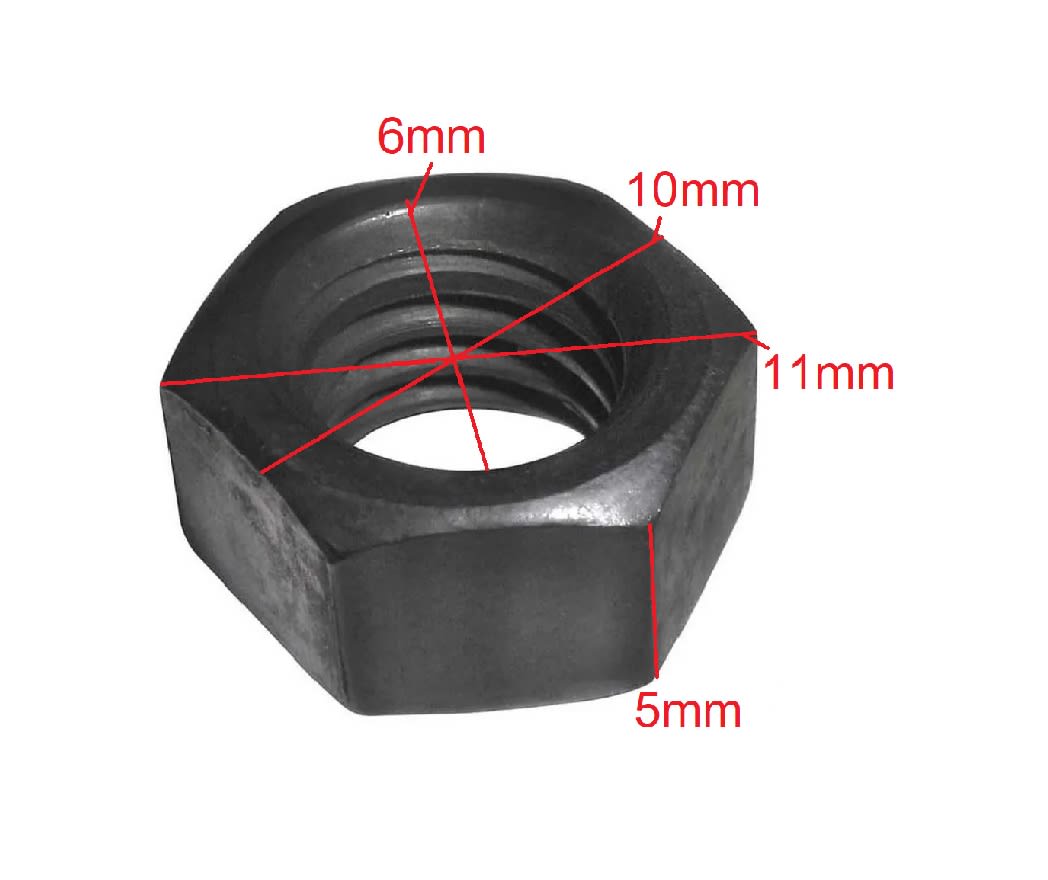 Tuerca Hexagonal MI T-5 PC P-1 6MM. Acero Pavonado x 10Unid.7