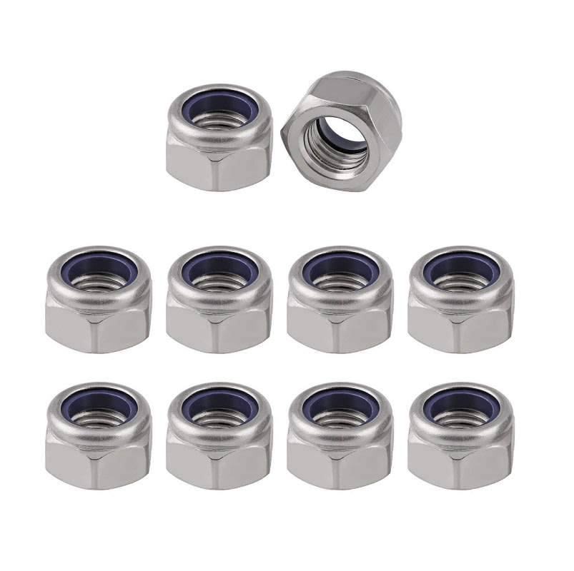 Tuerca Hexagonal M10 Con Seguro Nylon Paso 1.5 x 10 Unid 0