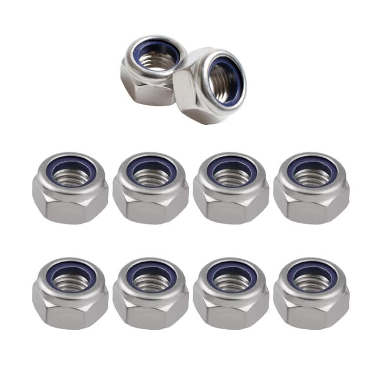 Tuerca Hexagonal Seguridad Zinc 8mm Paso 1.25 x 10 Unid. 0